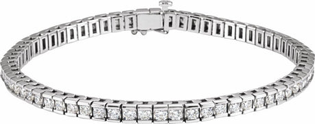 14K White 4 CTW Natural Diamond Line 7 1/4" Bracelet