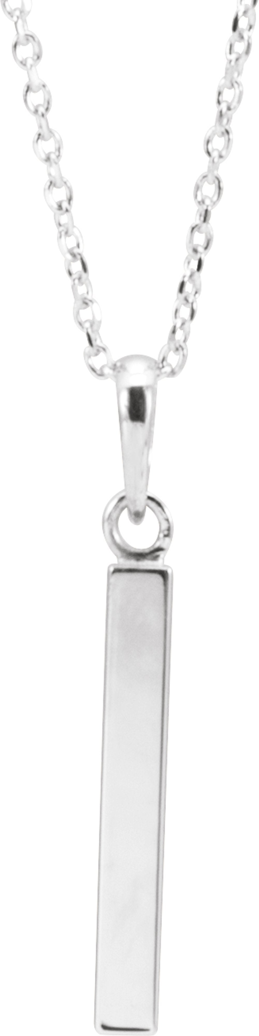 Sterling Silver Engravable Four-Sided Bar 16-18" Necklace