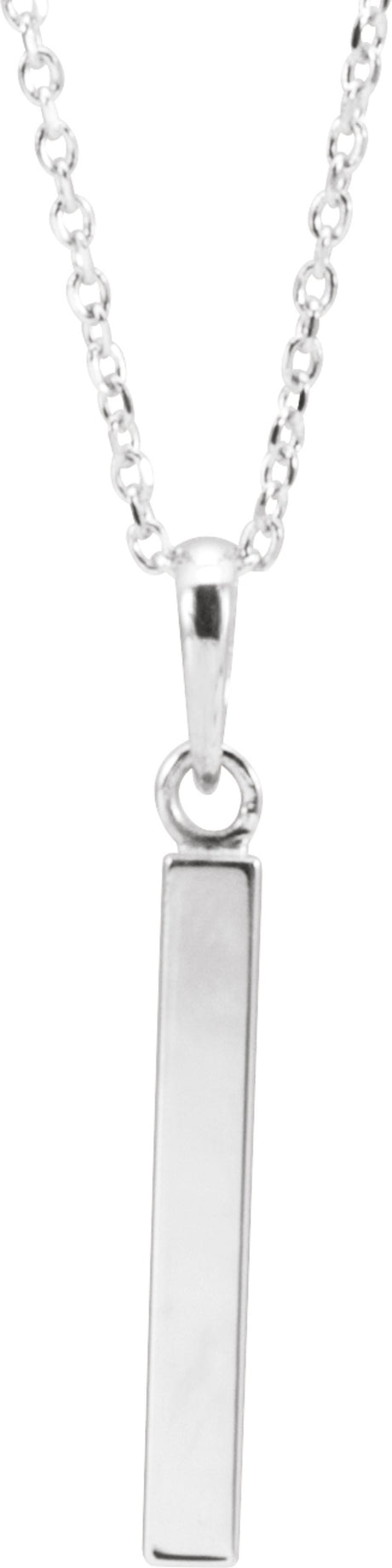 Platinum Engravable Four-Sided Bar 16-18" Necklace