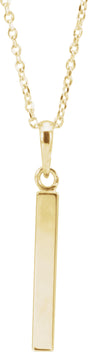 14K Yellow Gold Engravable Four-Sided Bar 16-18" Necklace