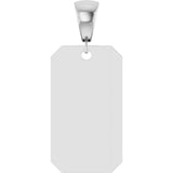 14K White Gold Engravable Dog Tag Pendant