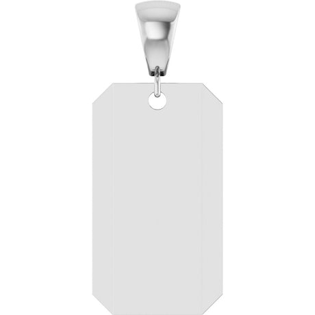 14K White Gold Engravable Dog Tag Pendant