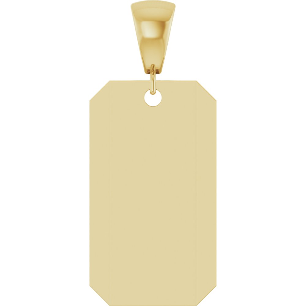 14K Yellow Gold Engravable Dog Tag Pendant