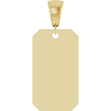 14K Yellow Gold Engravable Dog Tag Pendant