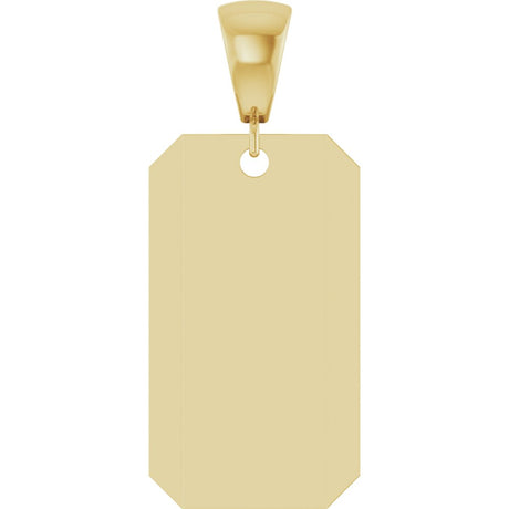 14K Yellow Gold Engravable Dog Tag Pendant