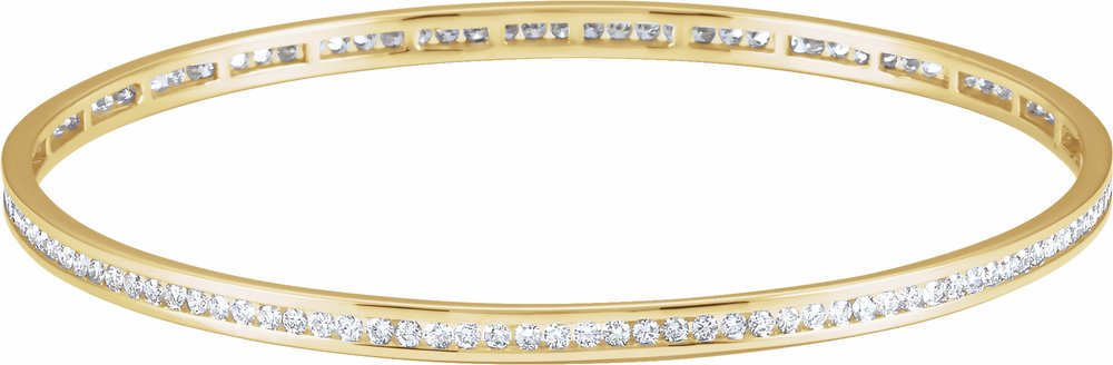 14K Yellow  2 1/4 CTW Natural Diamond Stackable Bangle 8" Bracelet