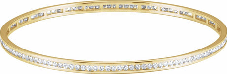 14K Yellow  2 1/4 CTW Natural Diamond Stackable Bangle 8" Bracelet