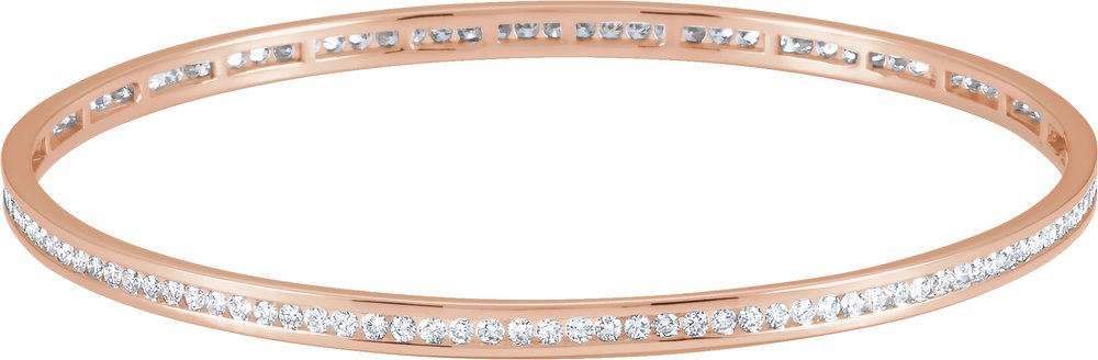 14K Rose Gold 1 1/2 CTW Natural Diamond Stackable Bangle 8" Bracelet