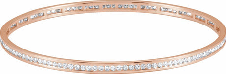 14K Rose Gold 1 1/2 CTW Natural Diamond Stackable Bangle 8" Bracelet