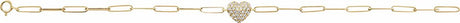 14K Yellow Gold 1/3 CTW Natural Diamond Heart & Paperclip-Style 7" Bracelet