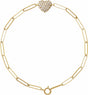 14K Yellow Gold 1/3 CTW Natural Diamond Heart & Paperclip-Style 7" Bracelet