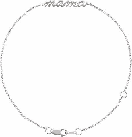 14K White Gold Mama 6 1/2-7 1/2" Bracelet