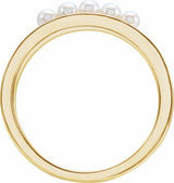 14K Yellow Gold Cultured White Seed Pearl Stackable Ring