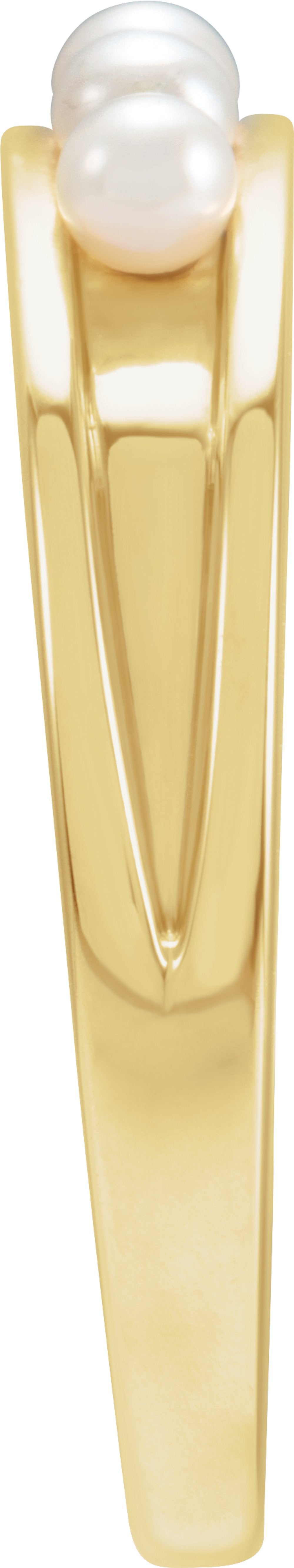 14K Yellow Gold Cultured White Seed Pearl Stackable Ring