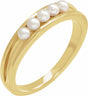 14K Yellow Gold Cultured White Seed Pearl Stackable Ring