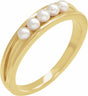 14K Yellow Gold Cultured White Seed Pearl Stackable Ring
