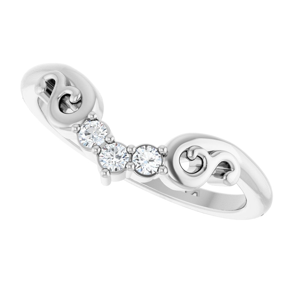 14K White .08 CTW Lab-Grown Diamond Contour Band
