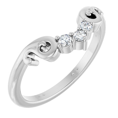 14K White .08 CTW Lab-Grown Diamond Contour Band