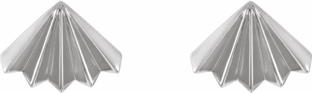 14K White Fan Stud Earrings