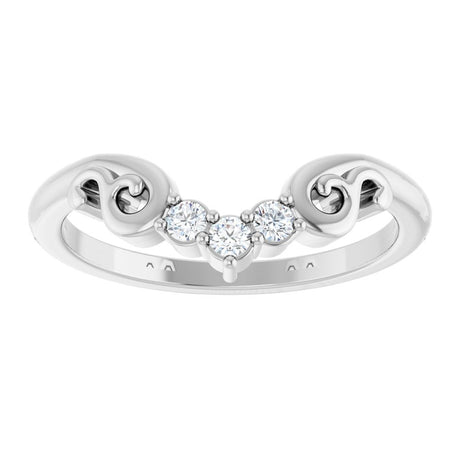 14K White .08 CTW Lab-Grown Diamond Contour Band