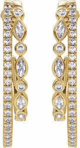 14K Yellow Gold 1 1/5 CTW Lab-Grown Diamond 30.5 mm Hoop Earrings