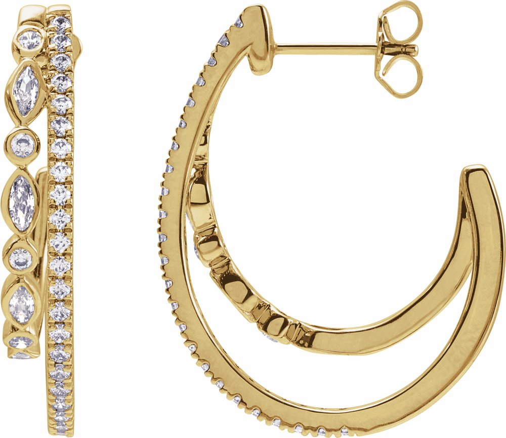 14K Yellow Gold 1 1/5 CTW Lab-Grown Diamond 30.5 mm Hoop Earrings
