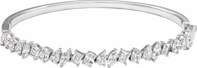 14K White Gold 4 1/5 CTW Lab-Grown Diamond Bangle 7" Bracelet