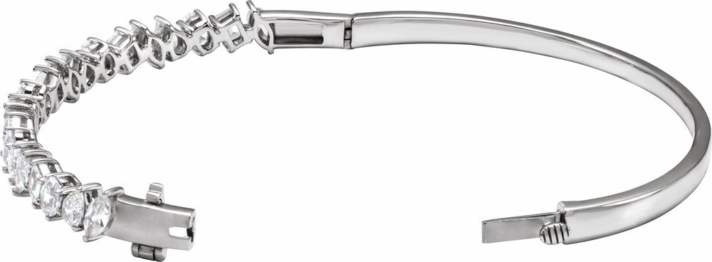14K White Gold 4 1/5 CTW Lab-Grown Diamond Bangle 7" Bracelet