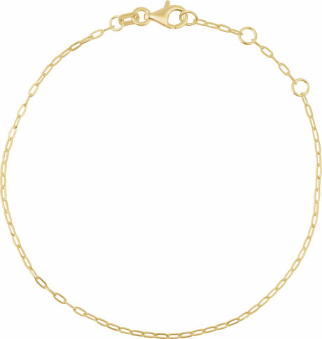 14K Yellow Gold 1.25 mm Paperclip-Style 6 1/2-7 1/2" Chain