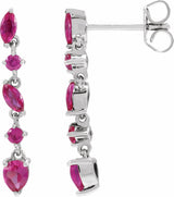 14K White Natural Ruby Earrings