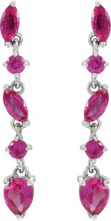 14K White Lab-Grown Ruby Earrings