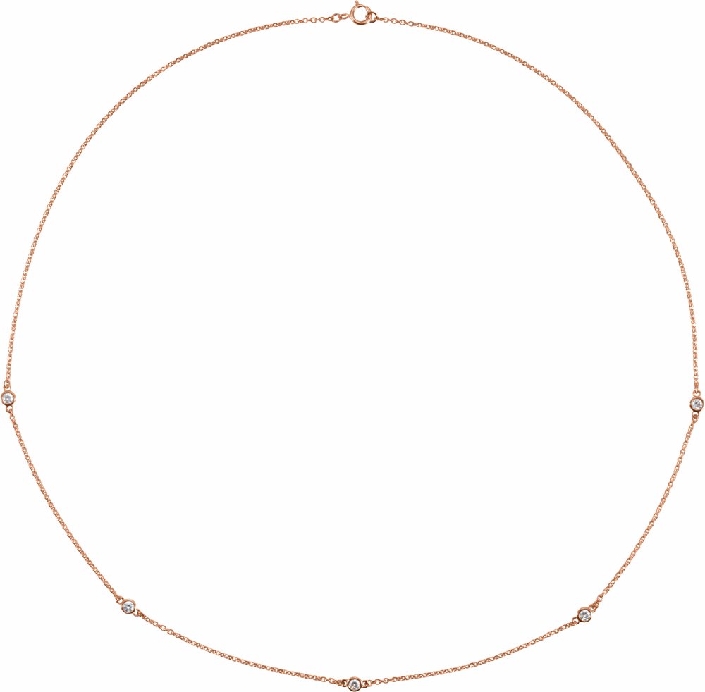 14K Rose 1/4 CTW Lab-Grown Diamond 5-Station 18" Necklace