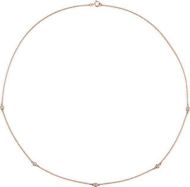 14K Rose 1/4 CTW Lab-Grown Diamond 5-Station 18" Necklace
