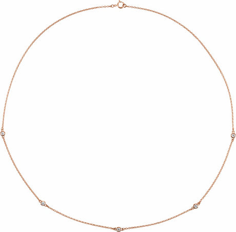 14K Rose 1/4 CTW Natural Diamond 5-Station 18" Necklace