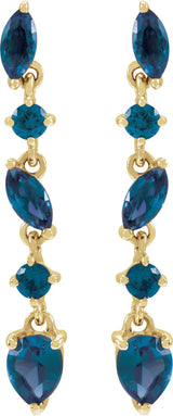 14K Yellow Natural Blue Sapphire Earrings