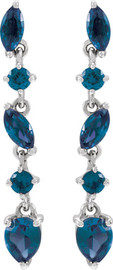 14K White Natural Blue Sapphire Earrings