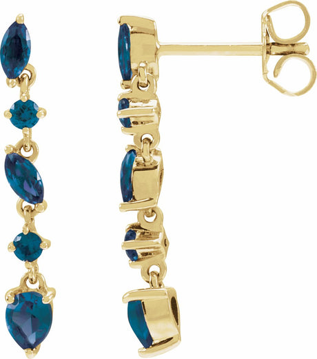 14K Yellow Natural Blue Sapphire Earrings