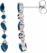 14K White Natural Blue Sapphire Earrings