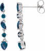 14K White Natural Blue Sapphire Earrings