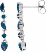 14K White Lab-Grown Blue Sapphire Earrings