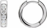 14K White 5/8 CTW Natural Diamond 14 mm Hinged Hoop Earrings