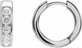 14K White Gold 5/8 CTW Natural Diamond 14 mm Hinged Hoop Earrings