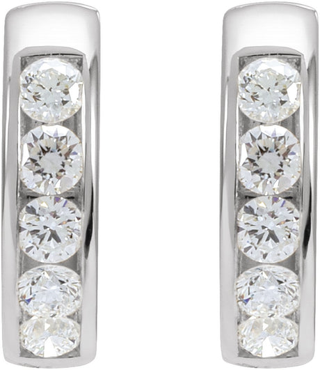 14K White Gold 5/8 CTW Lab-Grown Diamond 14 mm Hinged Hoop Earrings