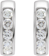 14K White 5/8 CTW Lab-Grown Diamond 14 mm Hinged Hoop Earrings