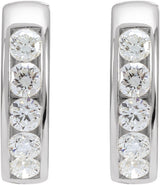 14K White Gold 5/8 CTW Natural Diamond 14 mm Hinged Hoop Earrings
