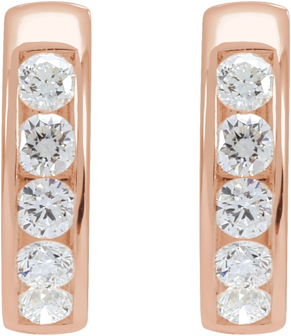 14K Rose Gold 5/8 CTW Lab-Grown Diamond 14 mm Hinged Hoop Earrings