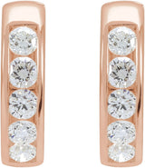 14K Rose Gold 5/8 CTW Lab-Grown Diamond 14 mm Hinged Hoop Earrings