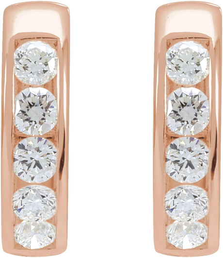 14K Rose 5/8 CTW Lab-Grown Diamond 14 mm Hinged Hoop Earrings