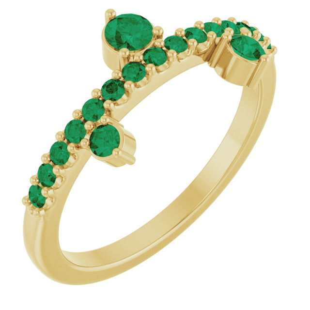 14K Yellow Natural Emerald Ring