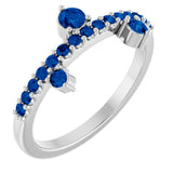 14K White Natural Blue Sapphire Ring